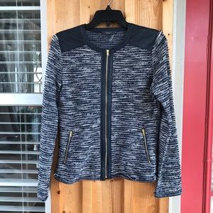THML Alycia Navy Zip Front Knit Jacket